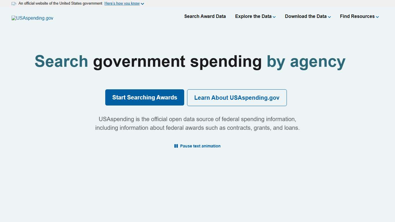 Government Spending Open Data USAspending